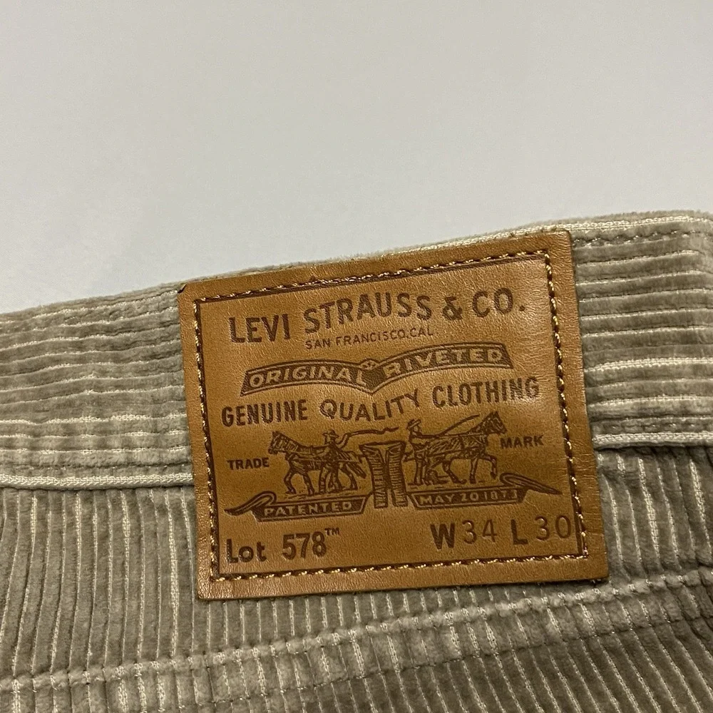 Levis Premium 578 Baggy Corduroy Pants Mens 34x30 (Fits 34x28) Beige Tan Skate